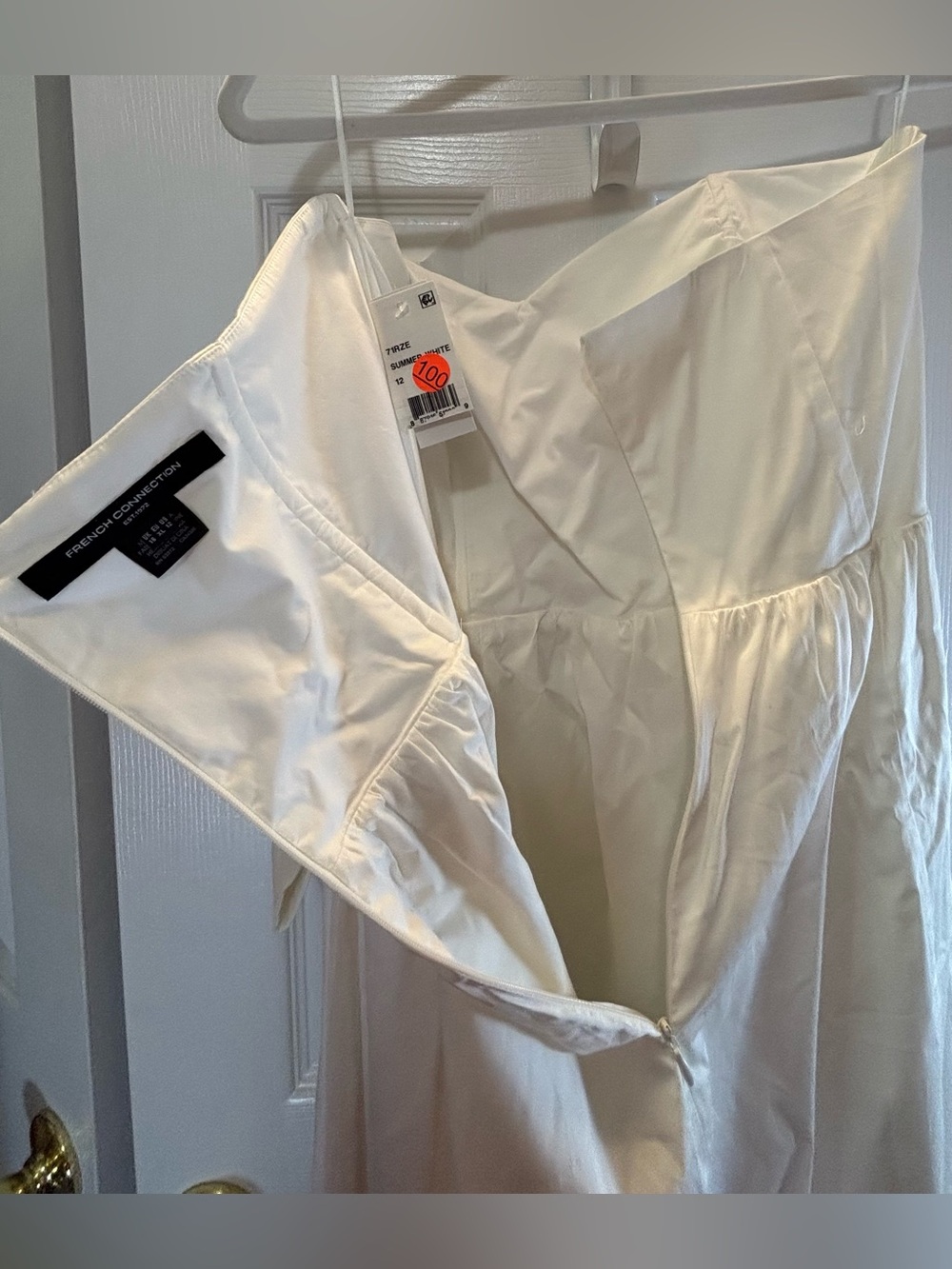French Connection Strapless Ivory Maxi Dress with Side Sash Summer White - Picture 4 of 10